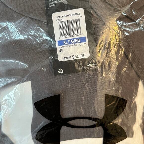 Under Armour Men's Rival Fleece Big Logo‎ Hoodie-Gray-XL-NWT - Picture 5 of 5